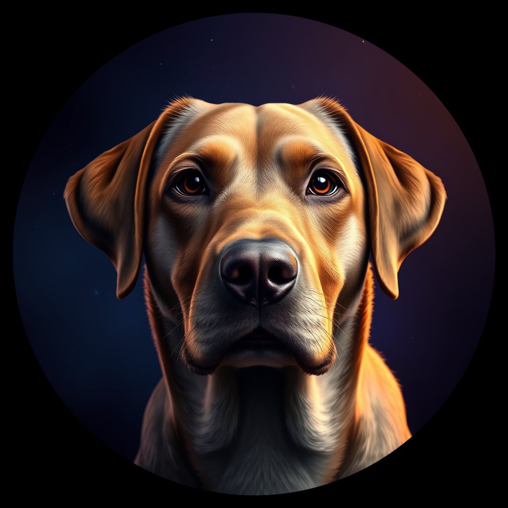 Cosmic medallion portrait of 528_G0380_1150, a Labrador Retriever
