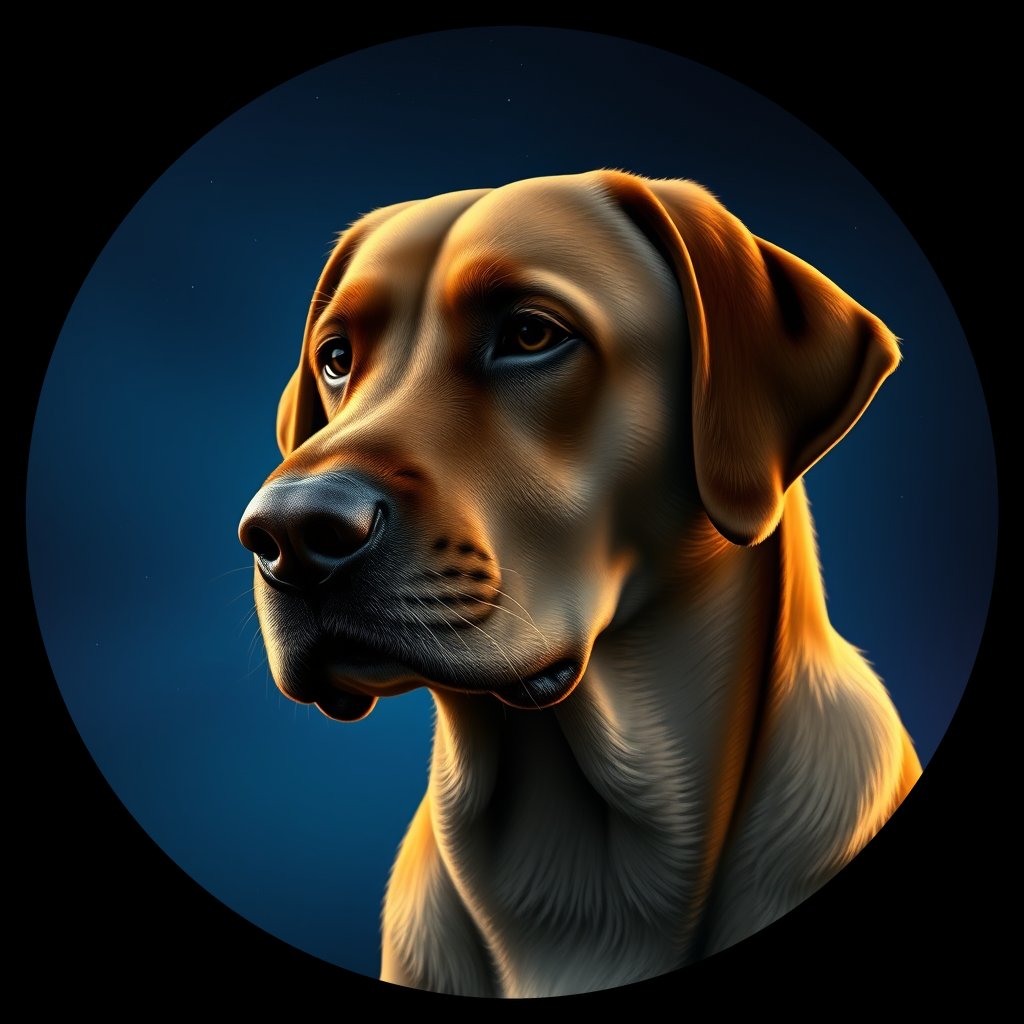Cosmic medallion portrait of 5298_5298, a Labrador Retriever