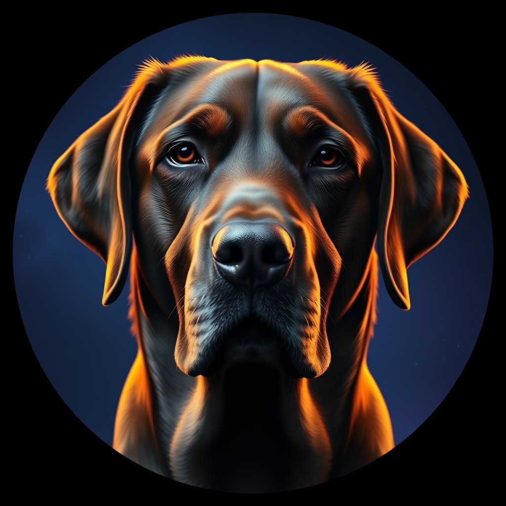 Cosmic medallion portrait of 5300_5300, a Labrador Retriever