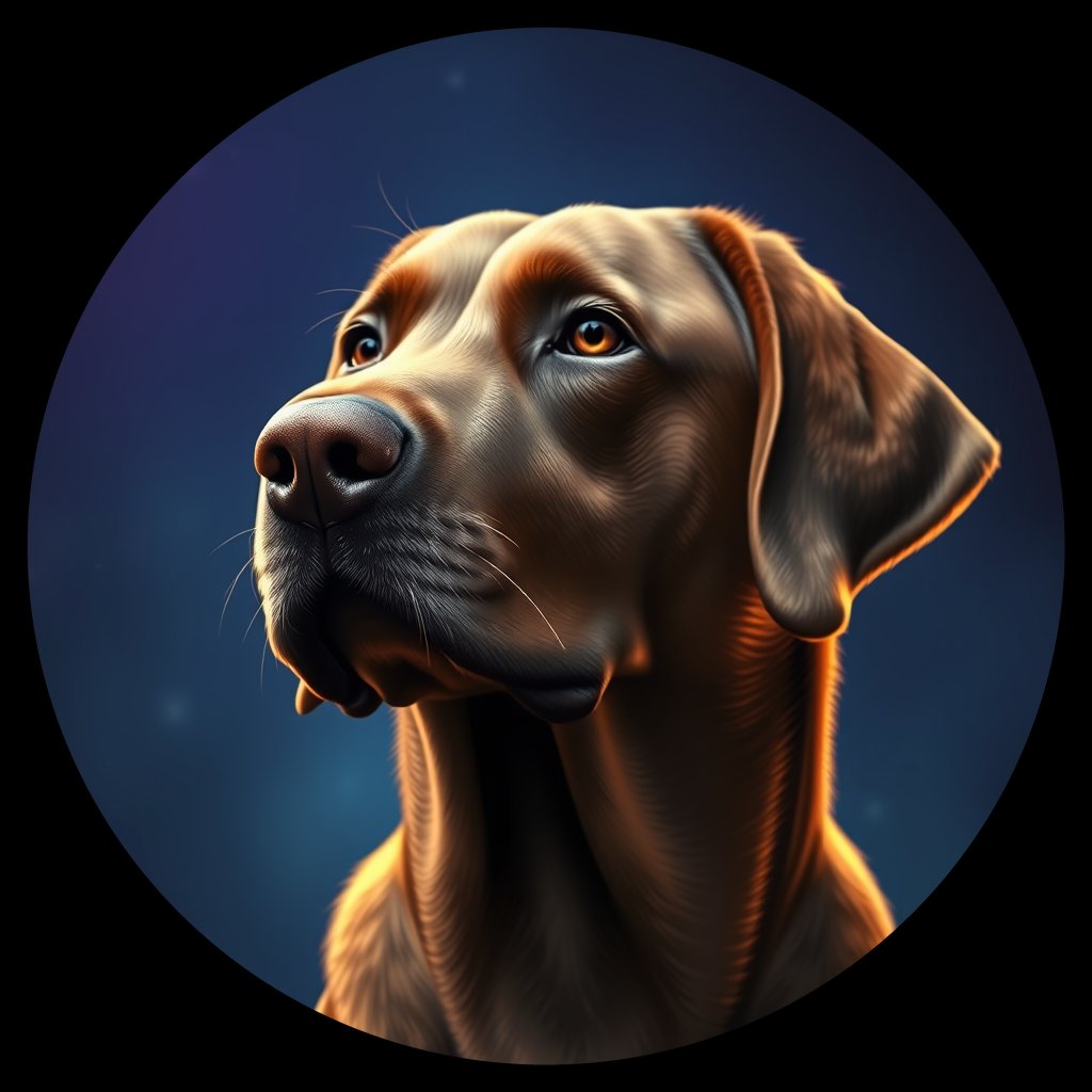 Cosmic medallion portrait of 5308_5308, a Labrador Retriever