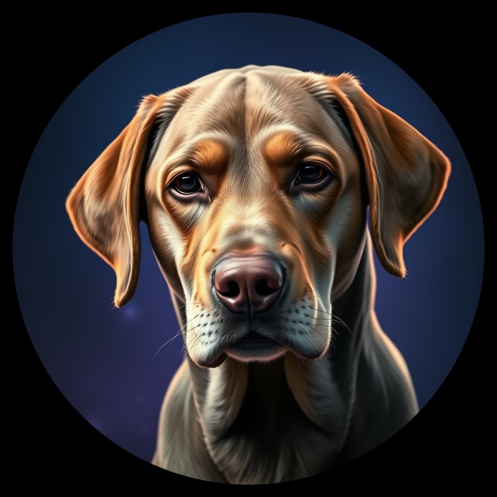 Cosmic medallion portrait of 5309_5309, a Labrador Retriever