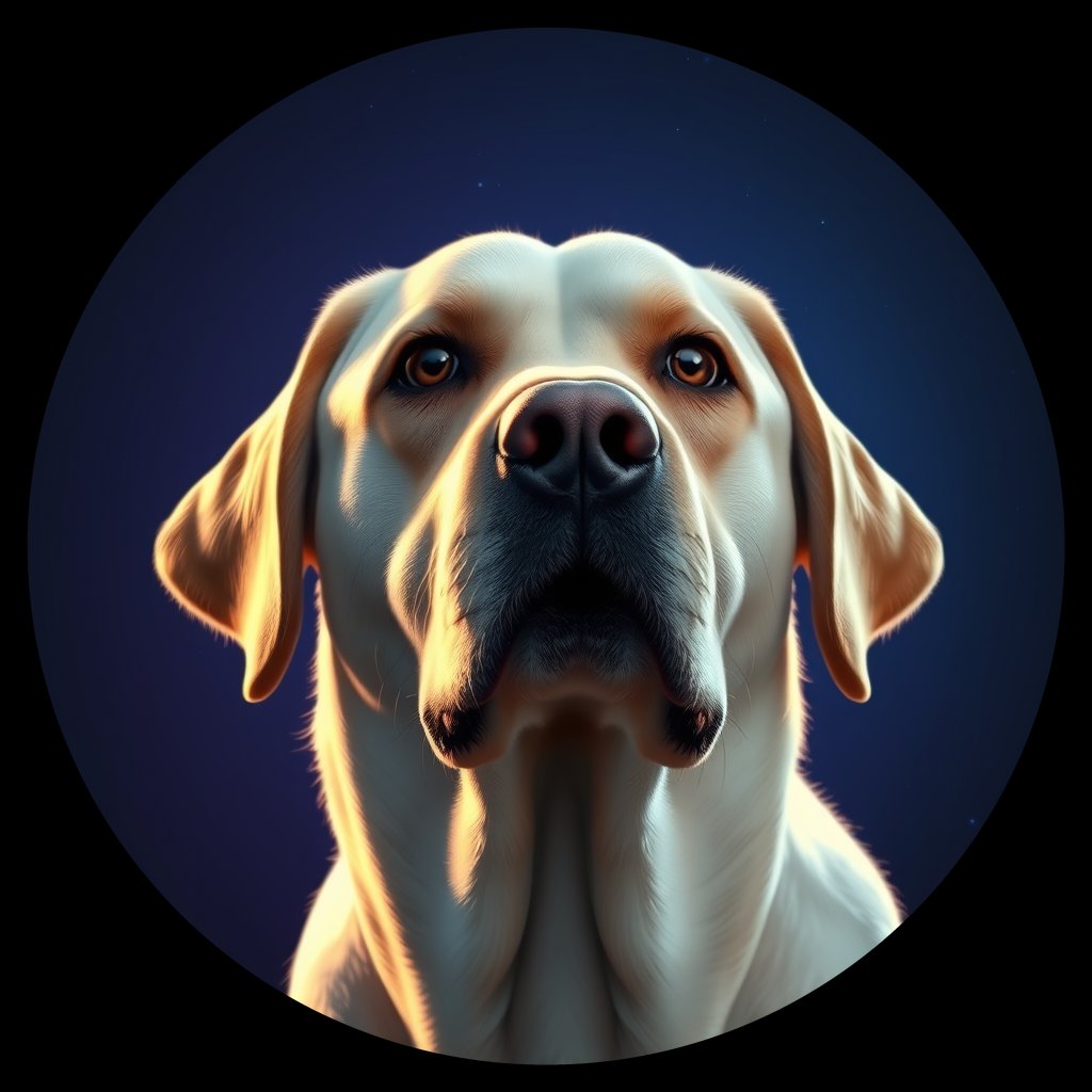 Cosmic medallion portrait of 530_380G_2388, a Labrador Retriever
