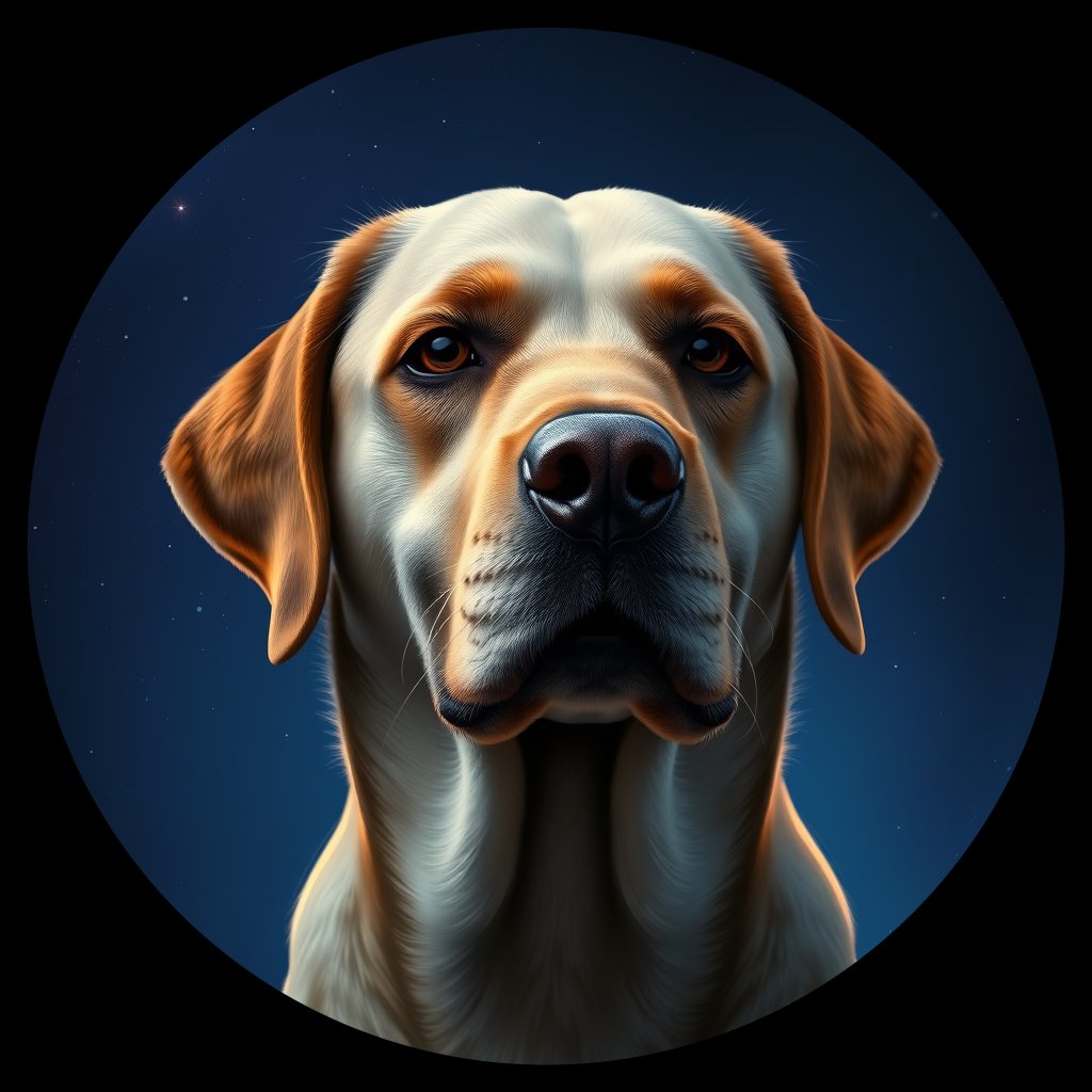 Cosmic medallion portrait of 5313_5313, a Labrador Retriever