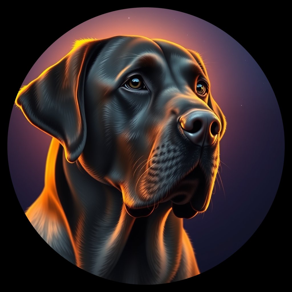Cosmic medallion portrait of 531_380G_2389, a Labrador Retriever