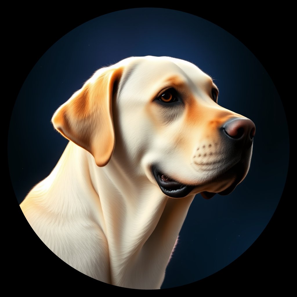 Cosmic medallion portrait of 533_380G_2391, a Labrador Retriever
