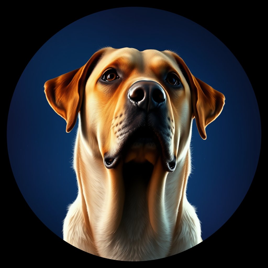 Cosmic medallion portrait of 534_380G_2392, a Labrador Retriever