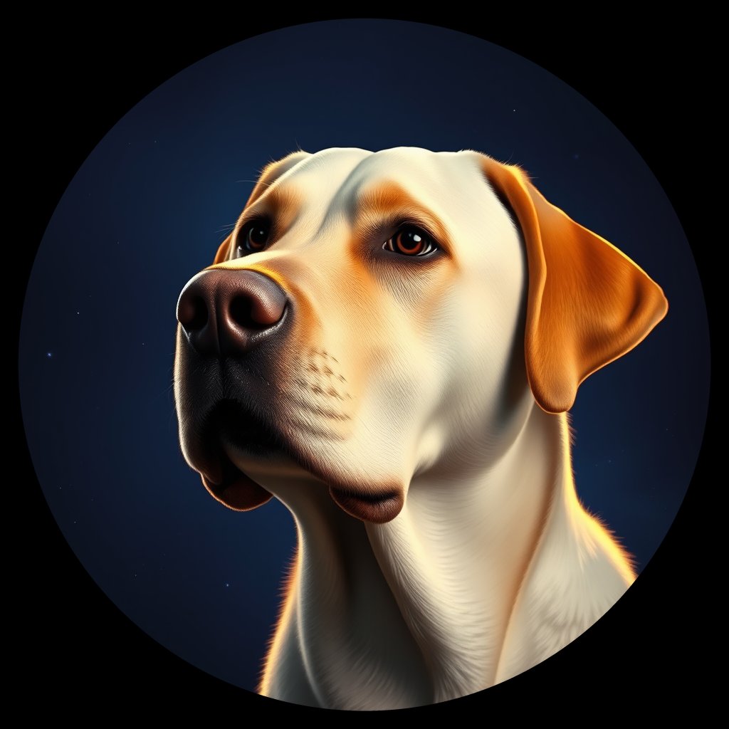 Cosmic medallion portrait of 538_380G_2396, a Labrador Retriever