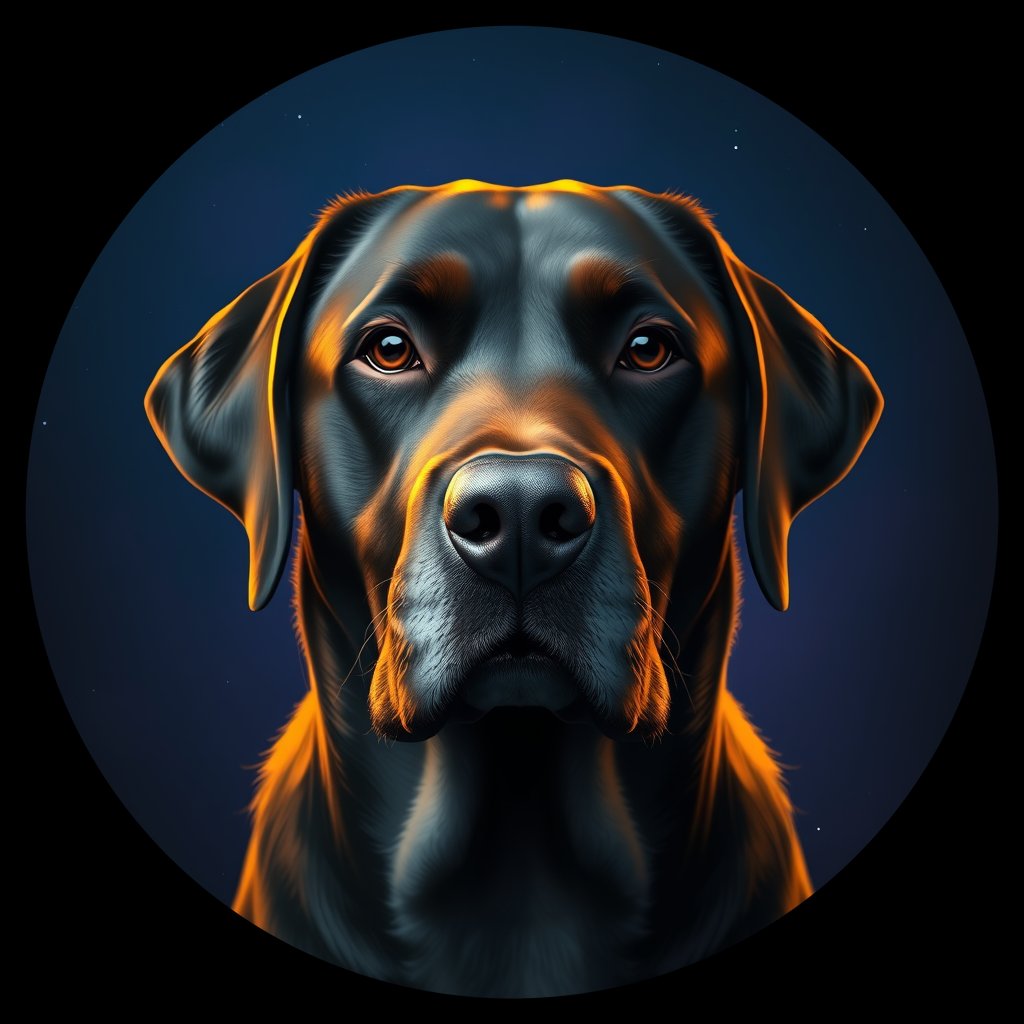 Cosmic medallion portrait of 539_380G_2397, a Labrador Retriever