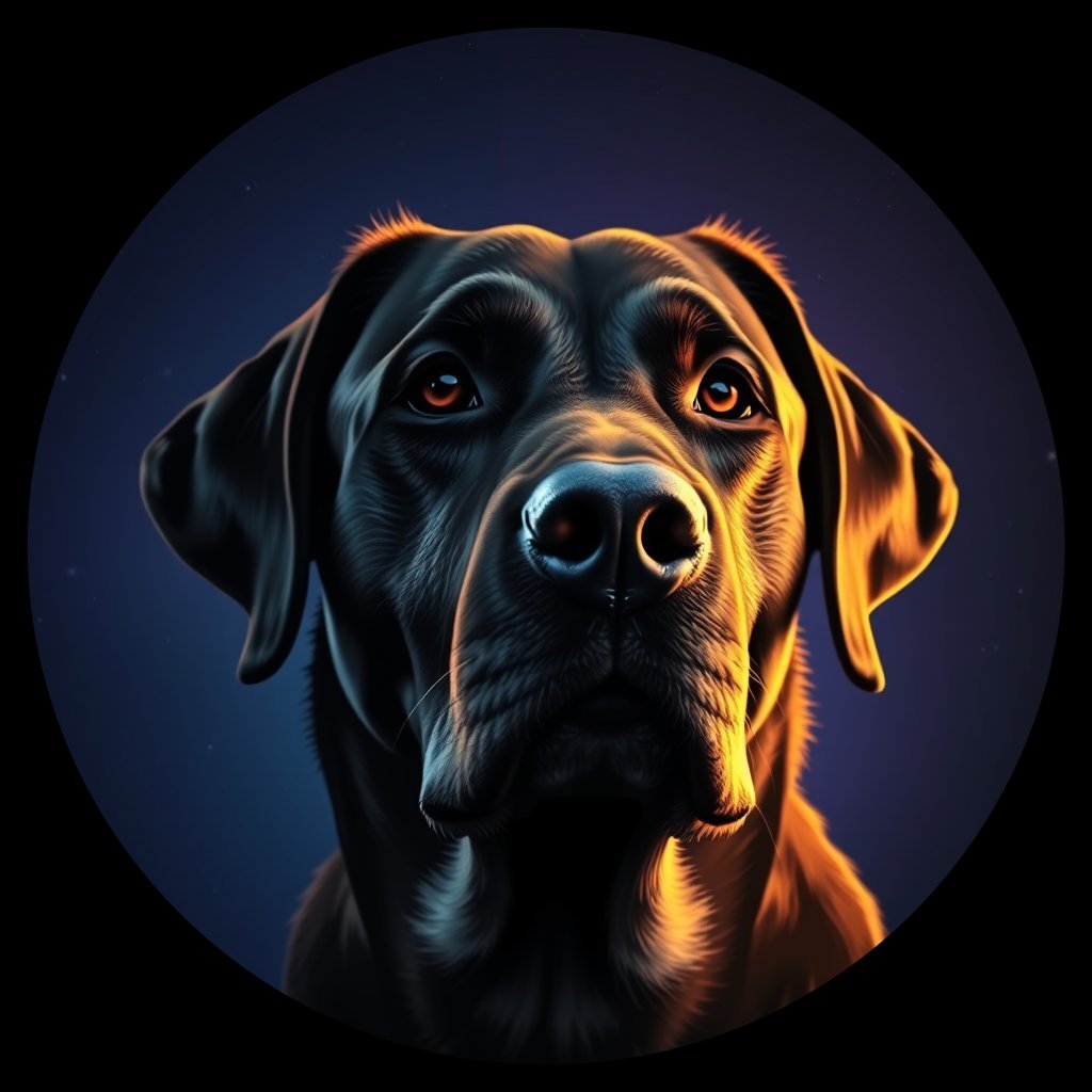 Cosmic medallion portrait of 53_G0380_0144, a Labrador Retriever
