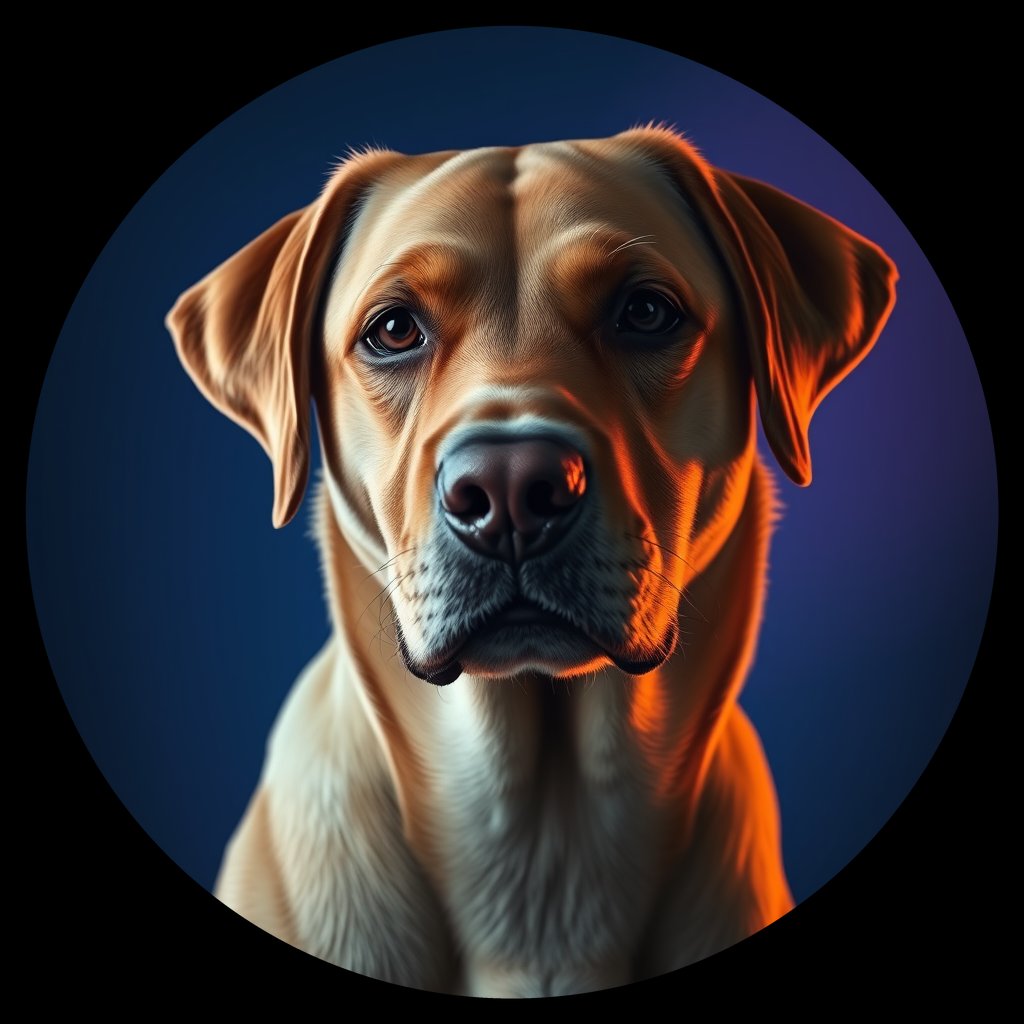Cosmic medallion portrait of 541_380G_2399, a Labrador Retriever