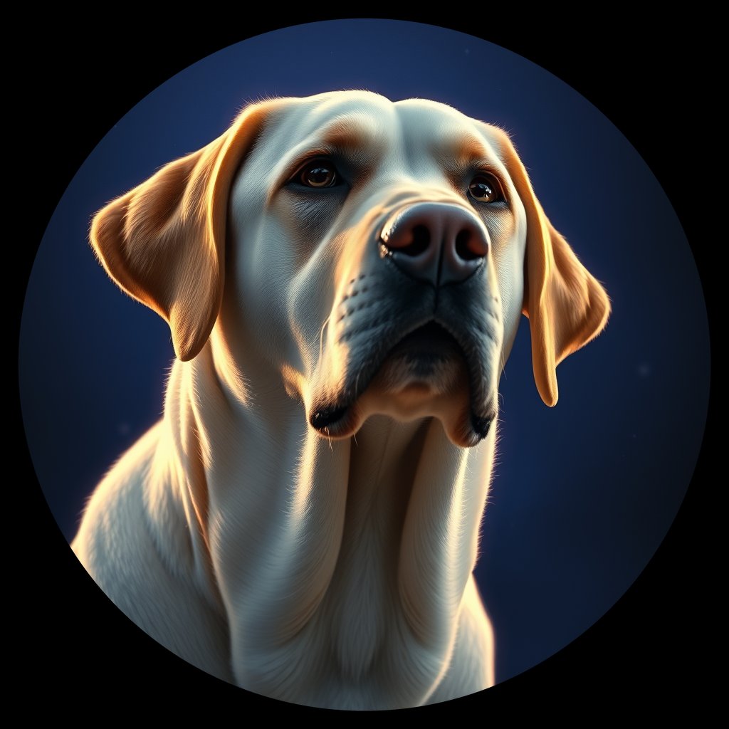 Cosmic medallion portrait of 542_380G_2400, a Labrador Retriever