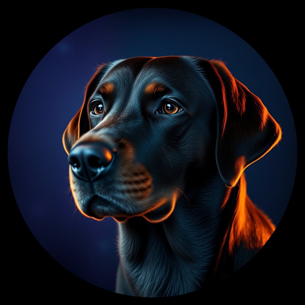 Cosmic medallion portrait of 545_380G_2403, a Labrador Retriever