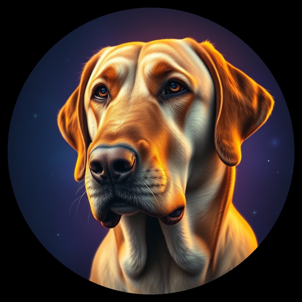 Cosmic medallion portrait of 5464_5464, a Labrador Retriever