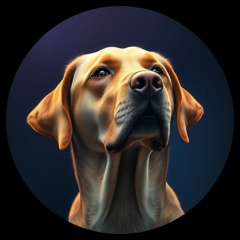 Cosmic medallion portrait of 546_380G_2404, a Labrador Retriever