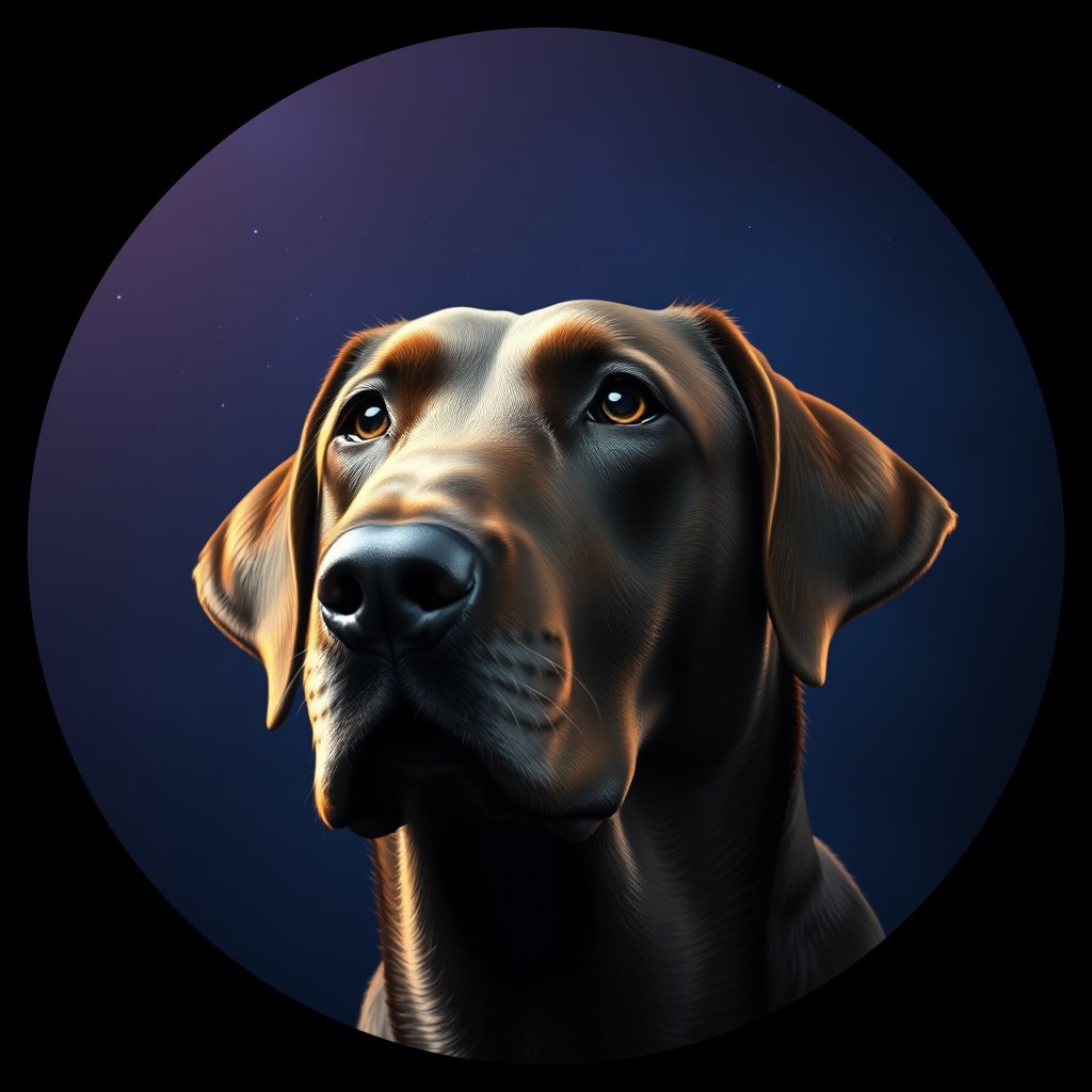 Cosmic medallion portrait of 548_380G_2406, a Labrador Retriever