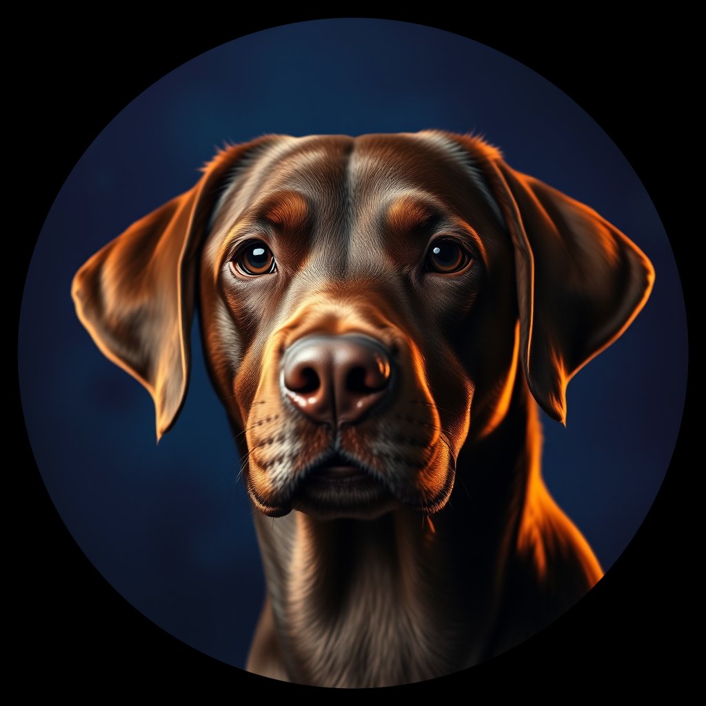 Cosmic medallion portrait of 549_380G_2407, a Labrador Retriever