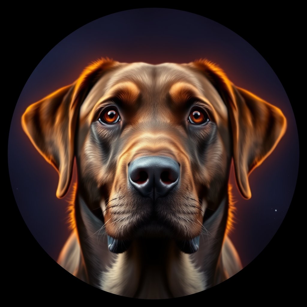 Cosmic medallion portrait of 551_380G_2409, a Labrador Retriever