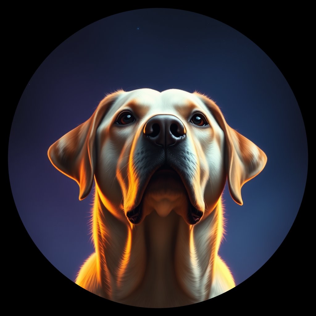 Cosmic medallion portrait of 553_380G_2411, a Labrador Retriever