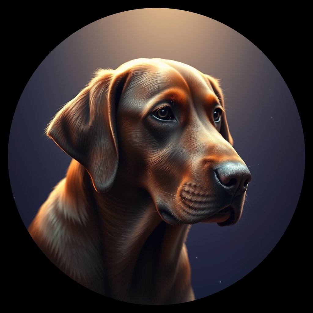Cosmic medallion portrait of 5552_5552, a Labrador Retriever