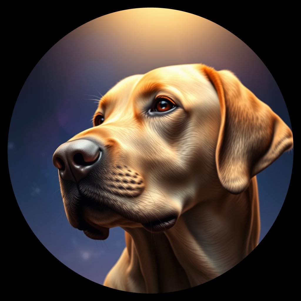 Cosmic medallion portrait of 5558_5558, a Labrador Retriever
