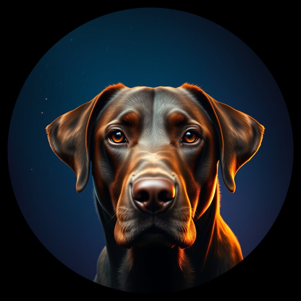 Cosmic medallion portrait of 559_380G_2417, a Labrador Retriever