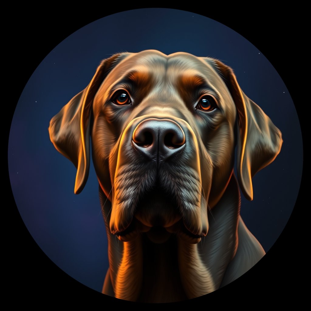Cosmic medallion portrait of 5639_5639, a Labrador Retriever