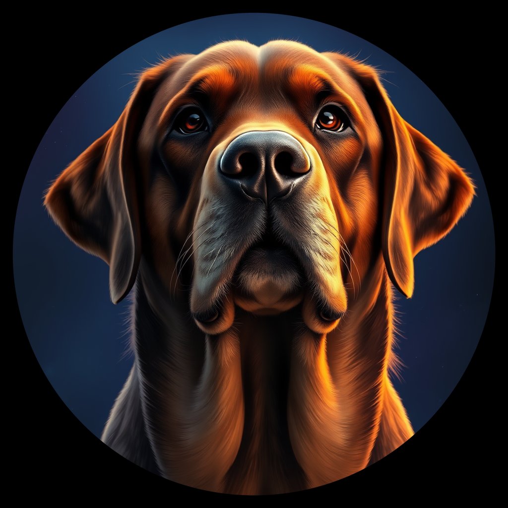 Cosmic medallion portrait of 5644_5644, a Labrador Retriever