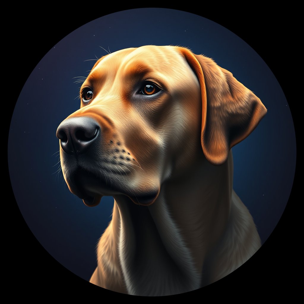 Cosmic medallion portrait of 5664_5664, a Labrador Retriever