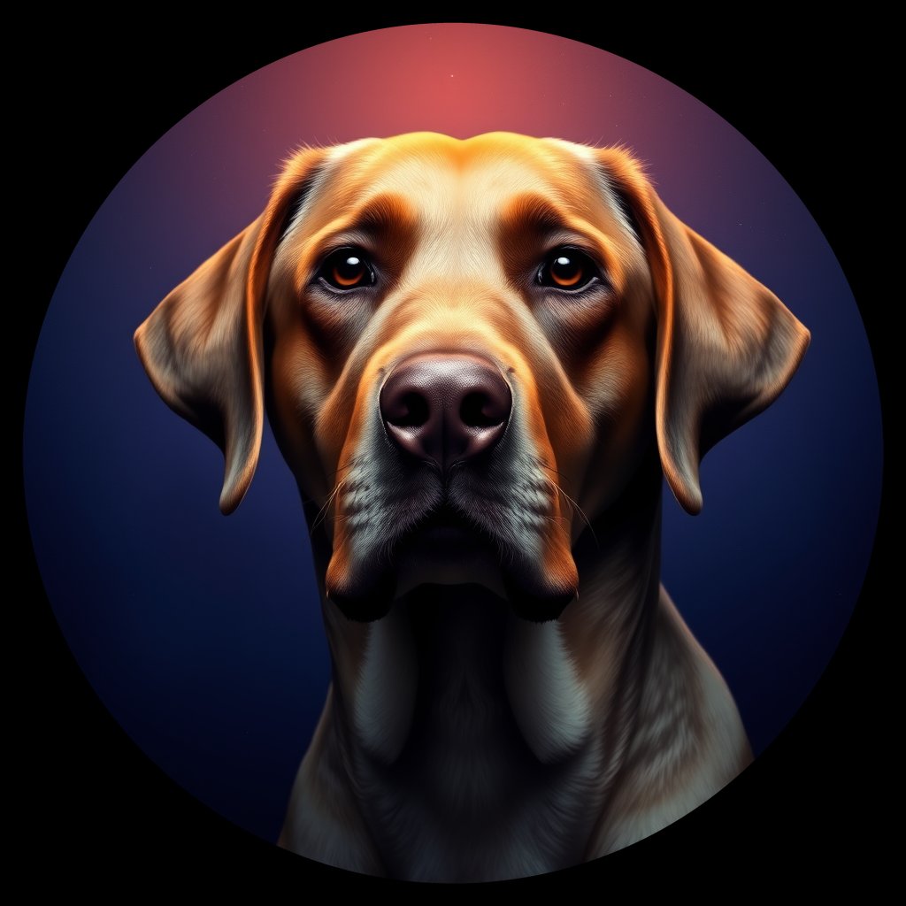 Cosmic medallion portrait of 5666_5666, a Labrador Retriever