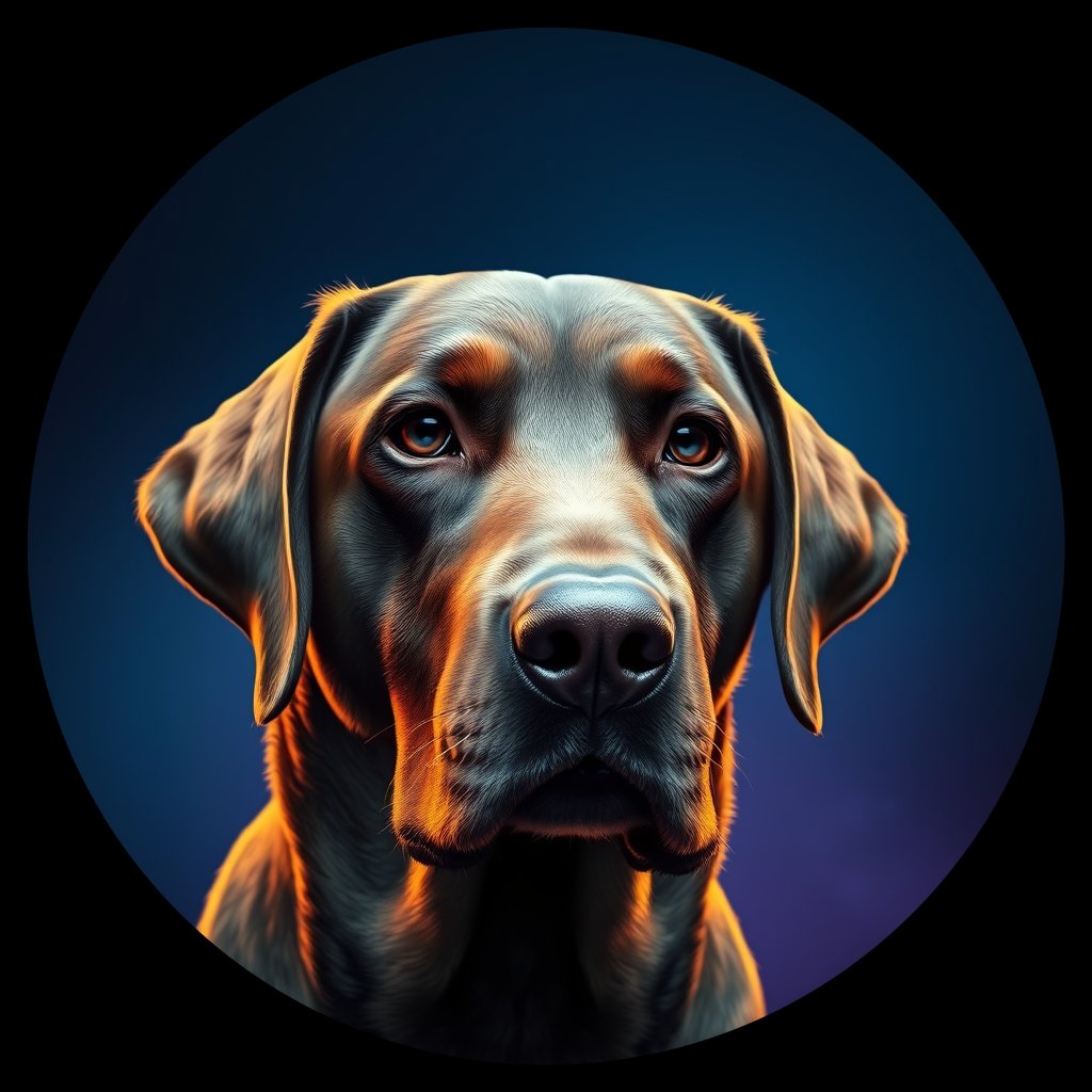 Cosmic medallion portrait of 5680_5680, a Labrador Retriever