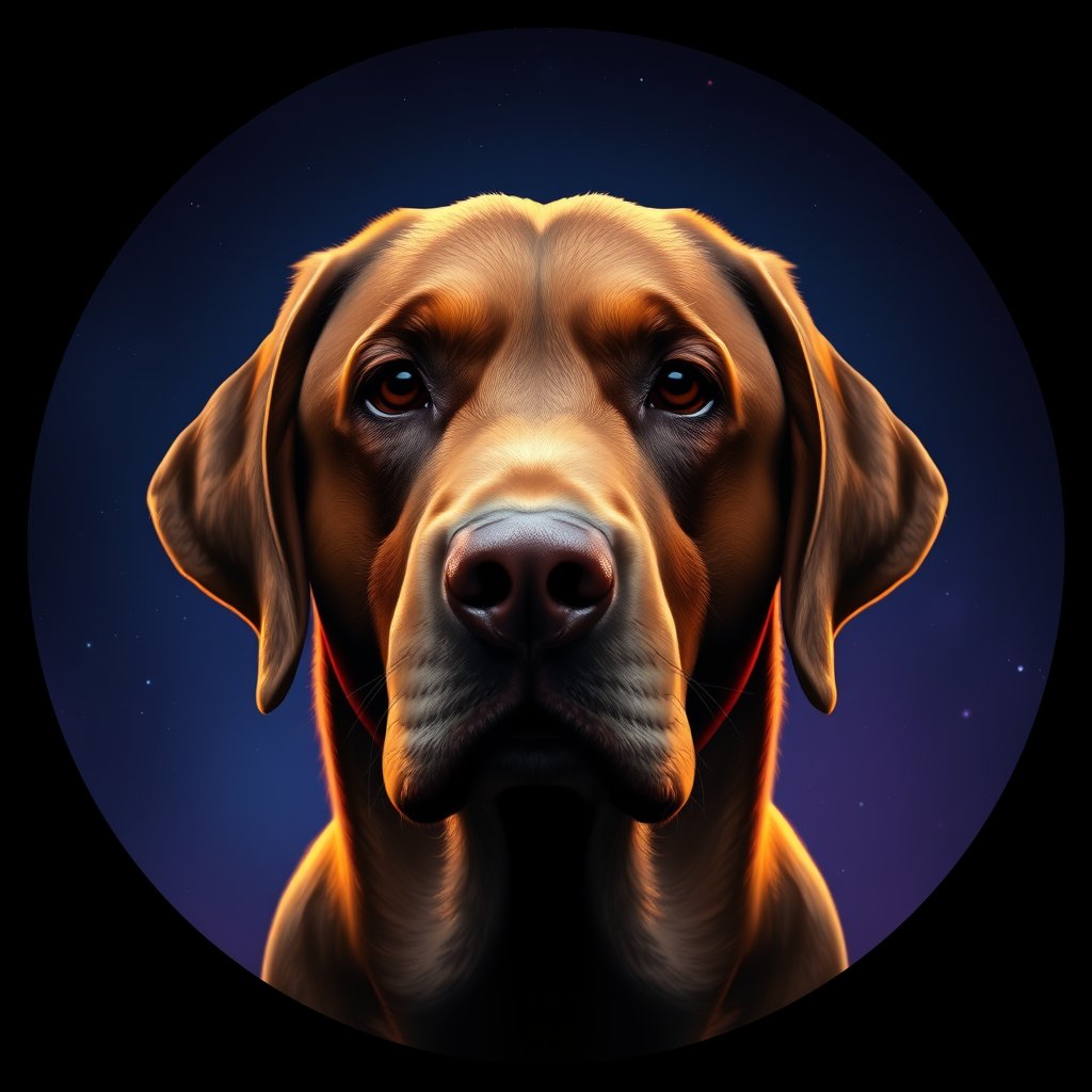 Cosmic medallion portrait of 5693_5693, a Labrador Retriever