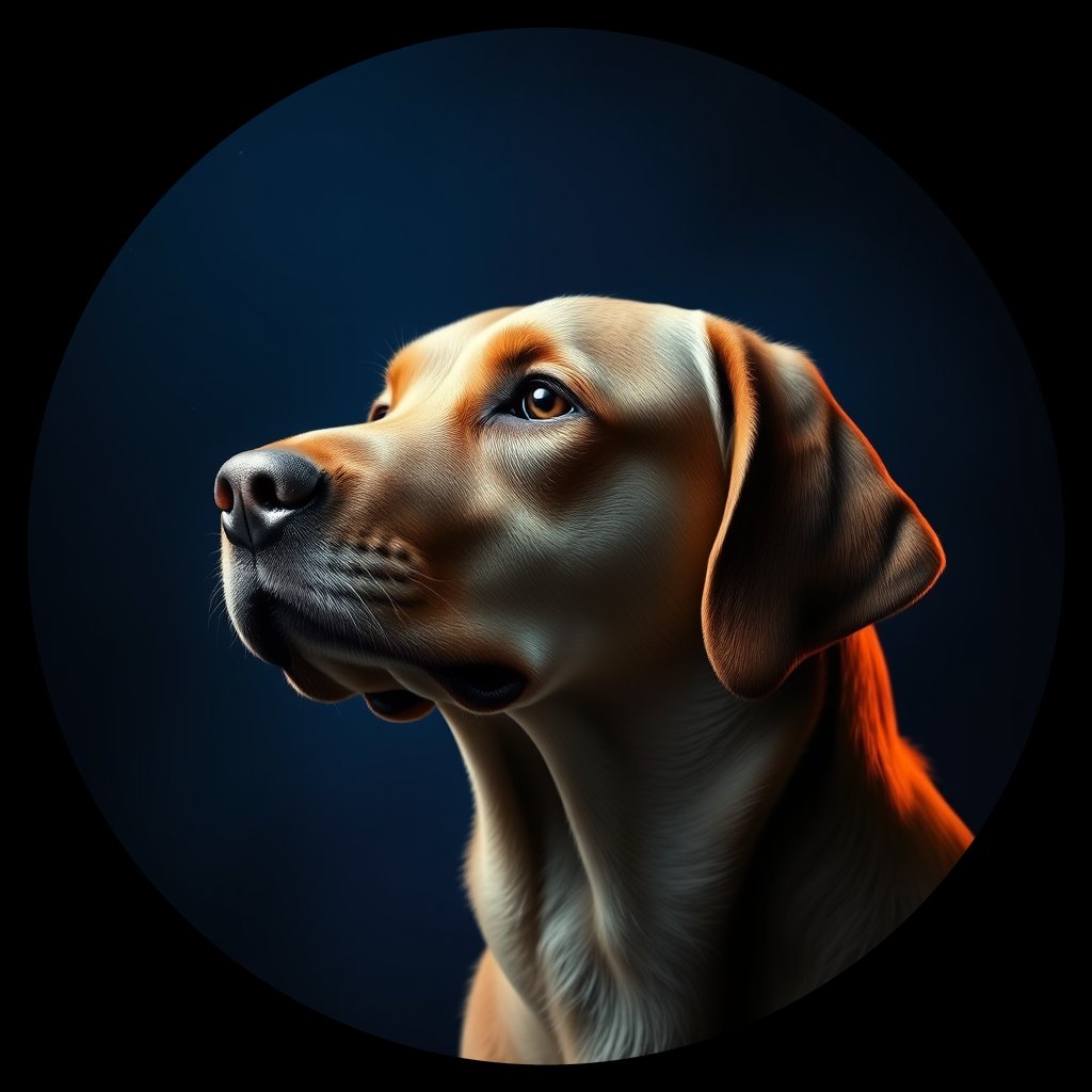 Cosmic medallion portrait of 56_G0380_0156, a Labrador Retriever
