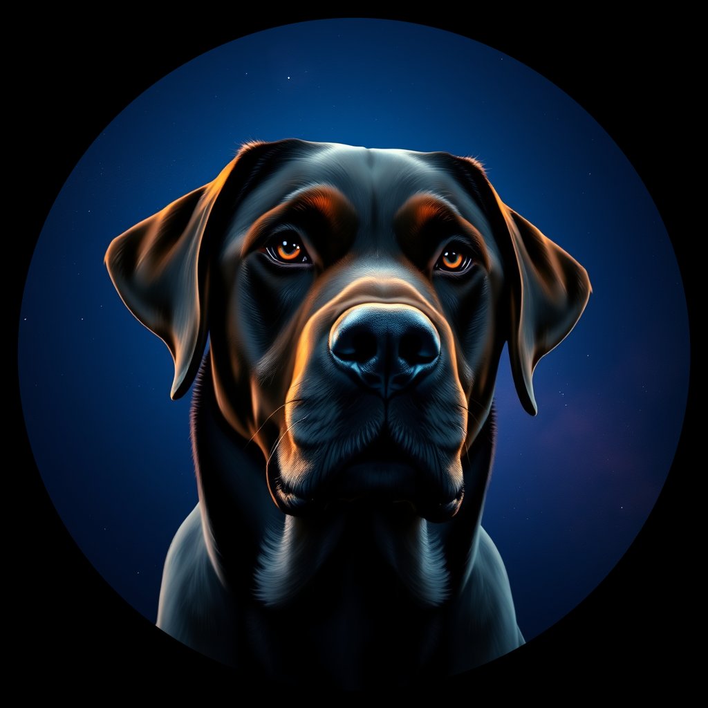 Cosmic medallion portrait of 5714_5714, a Labrador Retriever
