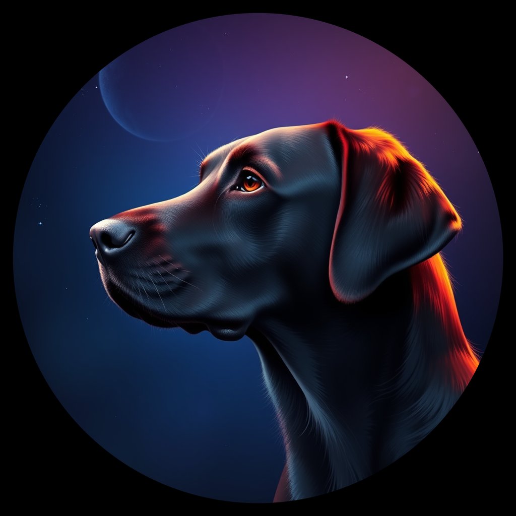 Cosmic medallion portrait of 573_380G_2431, a Labrador Retriever
