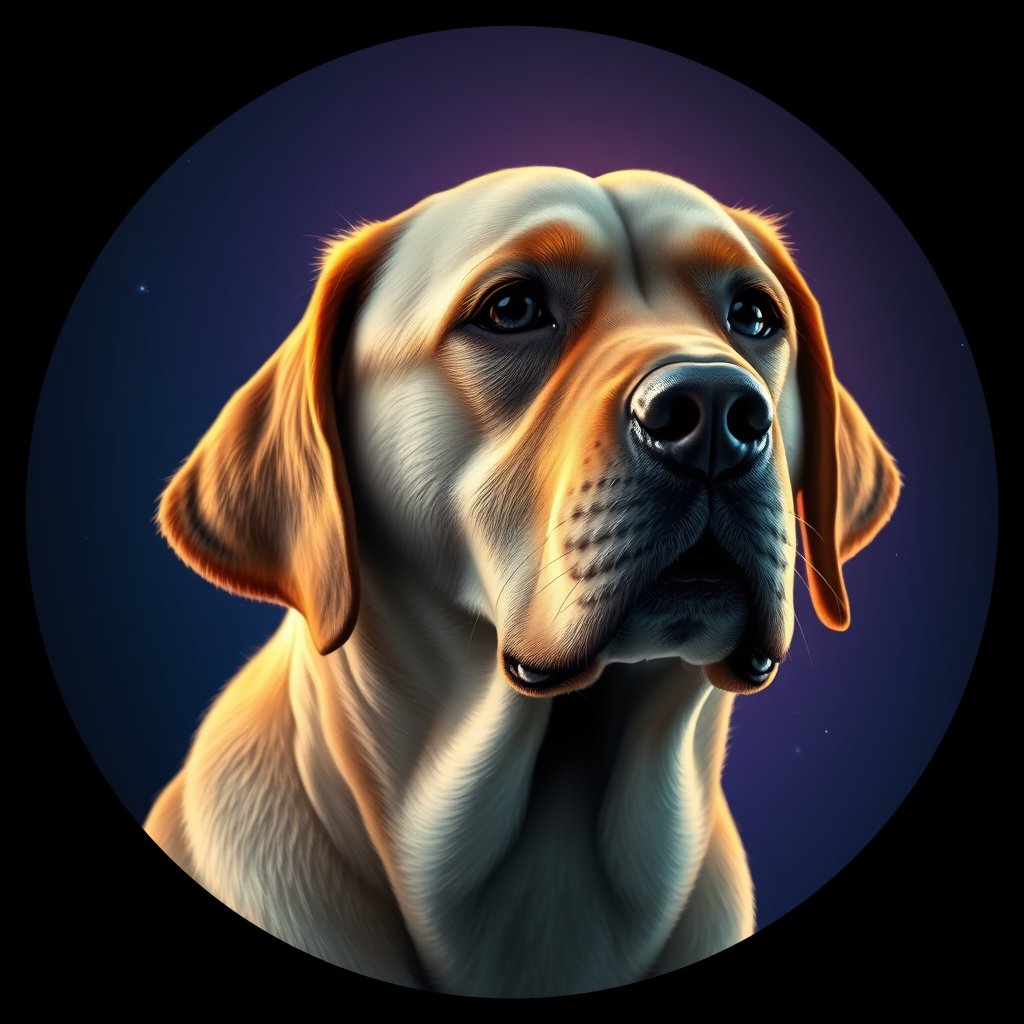Cosmic medallion portrait of 5742_5742, a Labrador Retriever