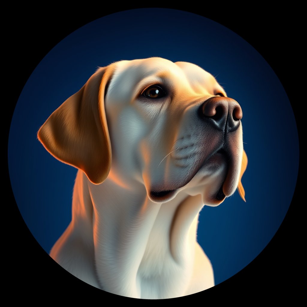 Cosmic medallion portrait of 5743_5743, a Labrador Retriever