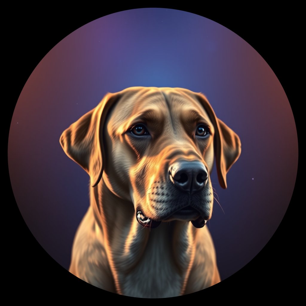Cosmic medallion portrait of 577_G0380_0001, a Labrador Retriever