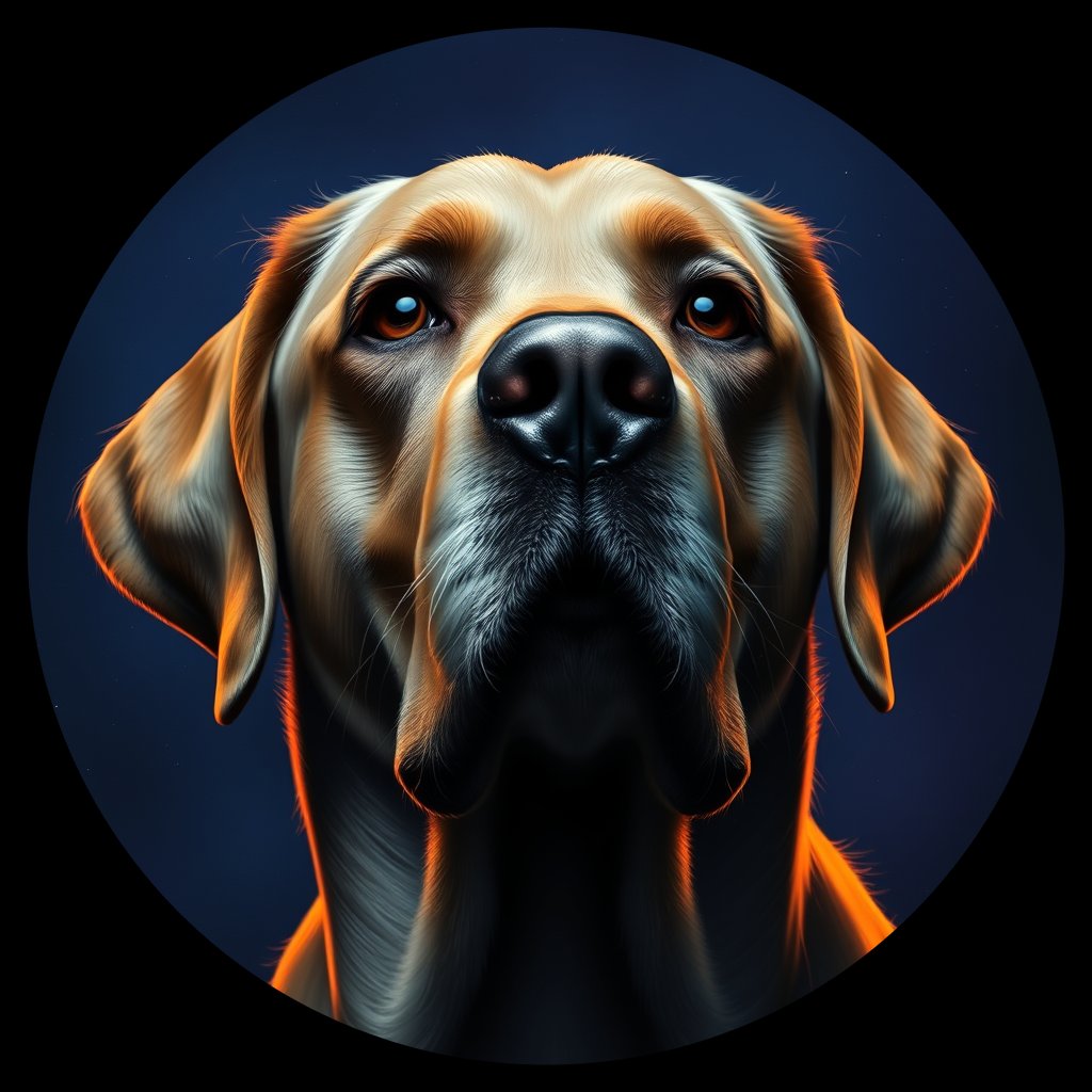 Cosmic medallion portrait of 5780_5780, a Labrador Retriever