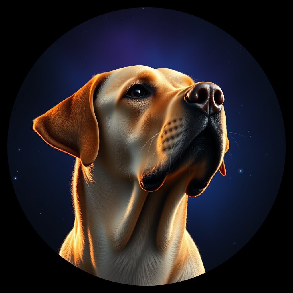 Cosmic medallion portrait of 578_G0380_0034, a Labrador Retriever