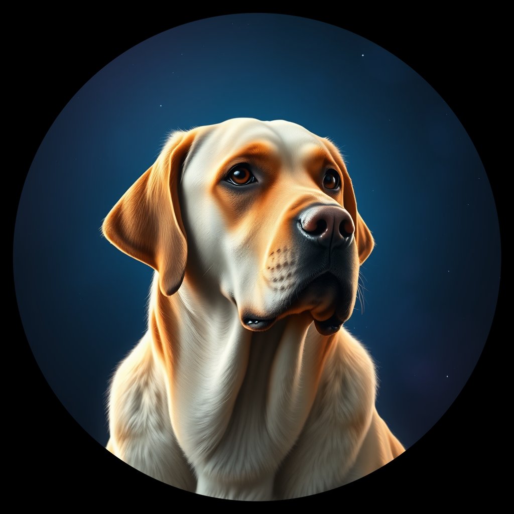 Cosmic medallion portrait of 579_G0380_0319, a Labrador Retriever