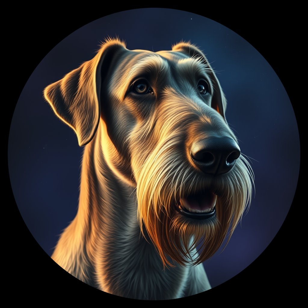 Cosmic medallion portrait of 57_57, a Irish Wolfhound