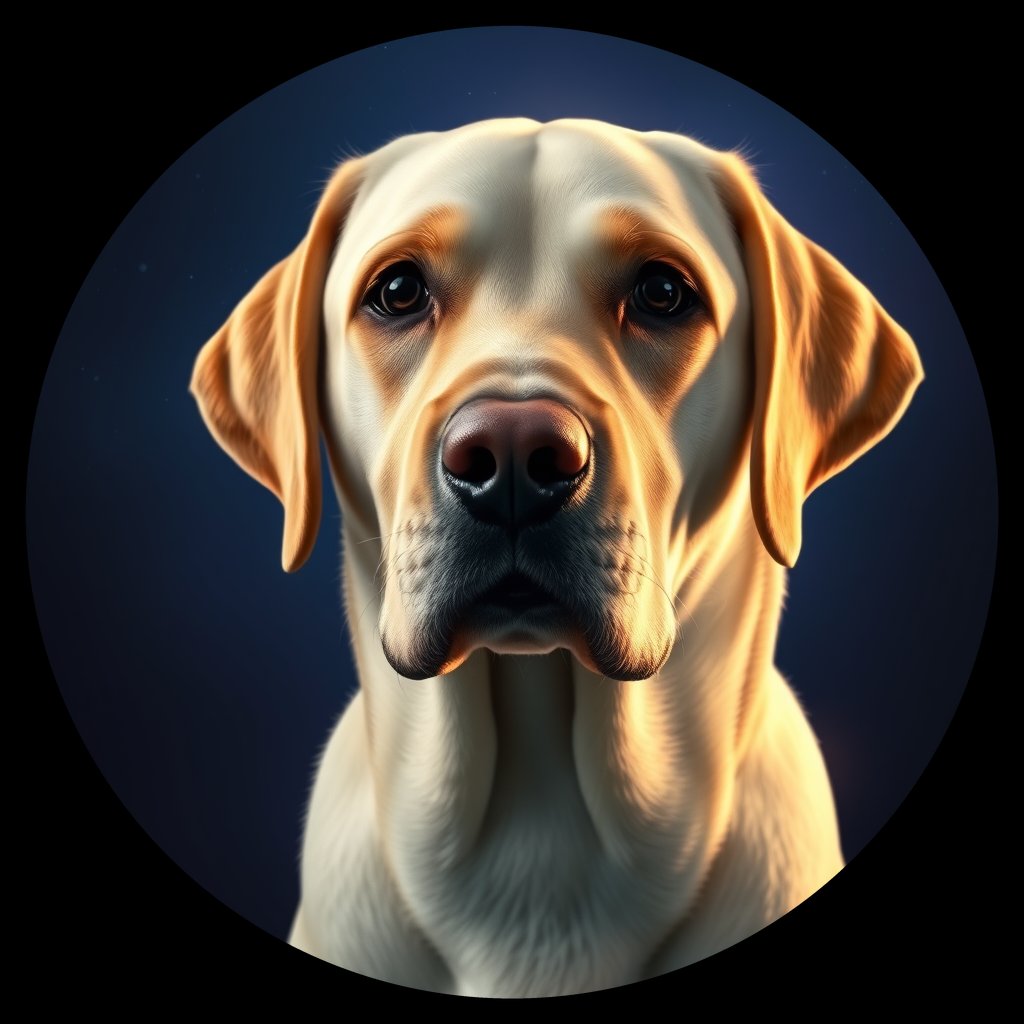 Cosmic medallion portrait of 5807_5807, a Labrador Retriever