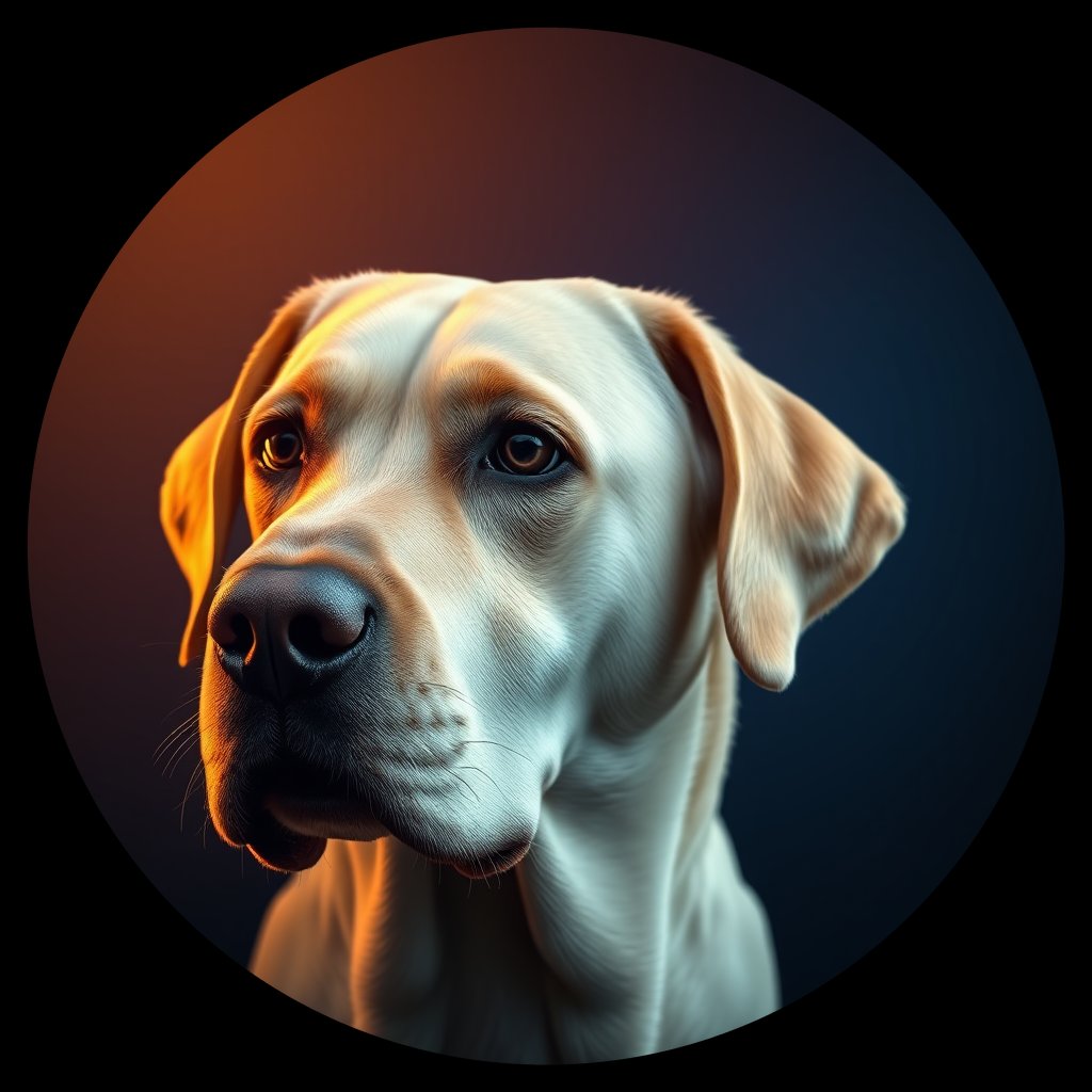 Cosmic medallion portrait of 584_G0380_0567, a Labrador Retriever