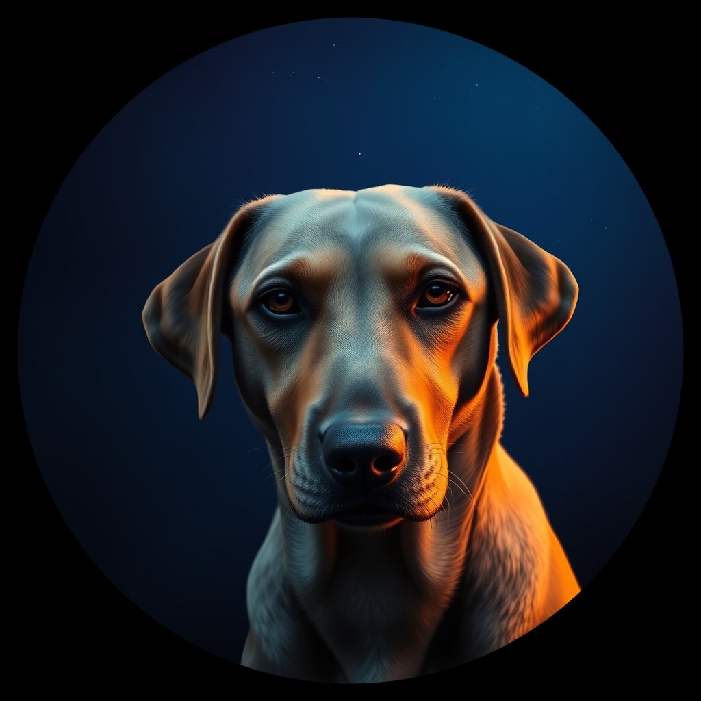 Cosmic medallion portrait of 585_G0380_0639, a Labrador Retriever