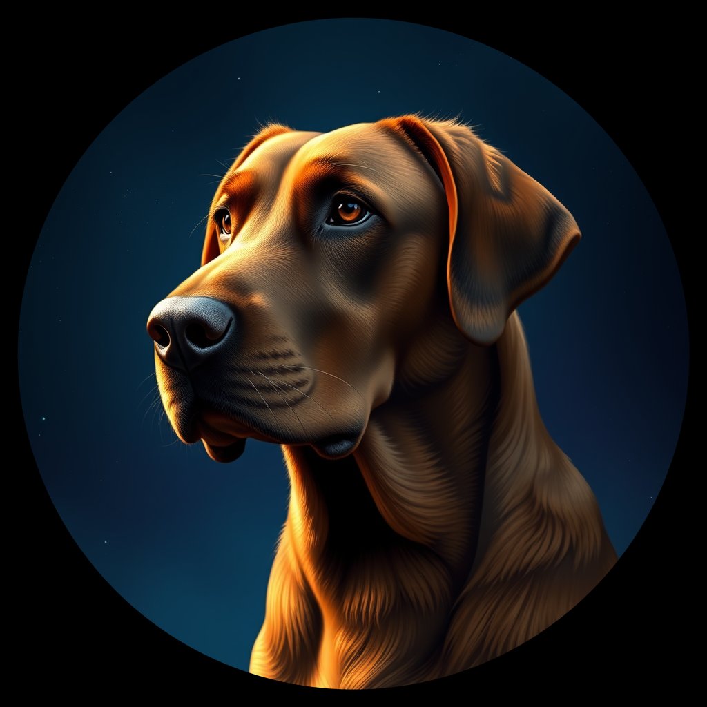 Cosmic medallion portrait of 587_G0380_0706, a Labrador Retriever