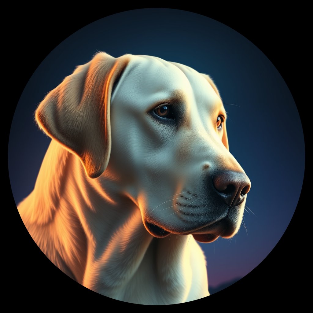 Cosmic medallion portrait of 589_G0380_0008, a Labrador Retriever