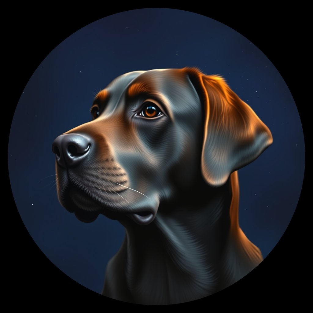 Cosmic medallion portrait of 590_G0380_0039, a Labrador Retriever