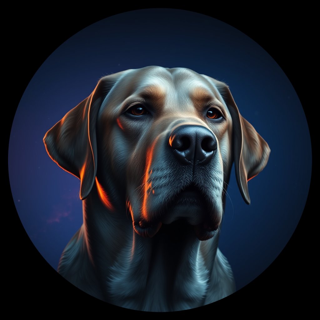 Cosmic medallion portrait of 5928_5928, a Labrador Retriever