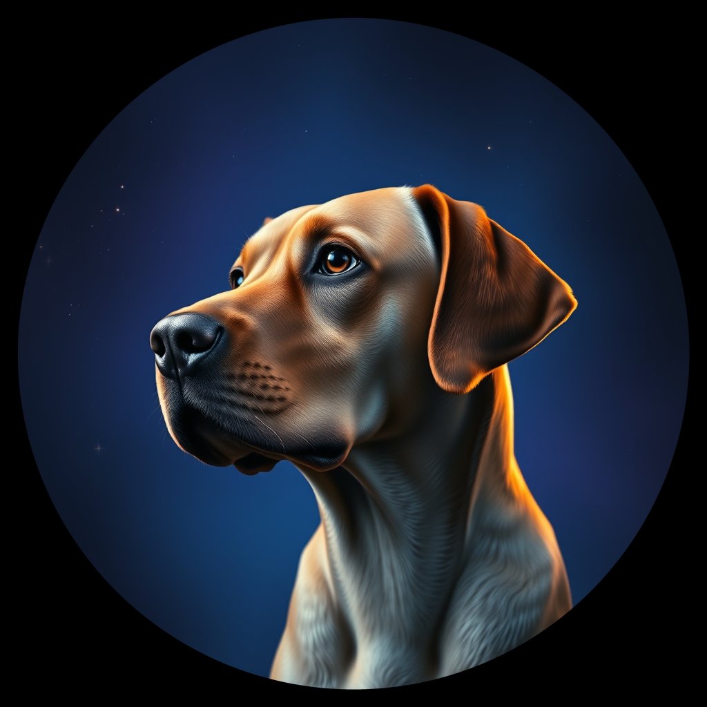 Cosmic medallion portrait of 592_G0380_0357, a Labrador Retriever