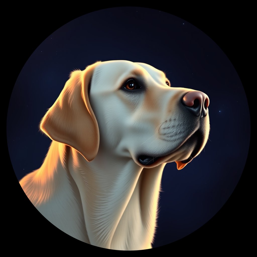 Cosmic medallion portrait of 593_G0380_0400, a Labrador Retriever